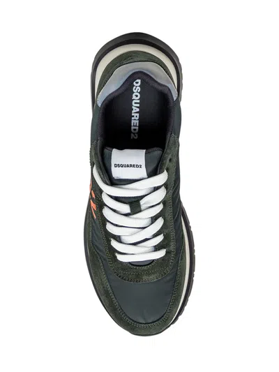 Dsquared2 Low-top Running Sneakers With Logo Print In Green