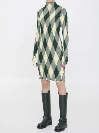 Burberry Cotton-silk Blend Dress In Green