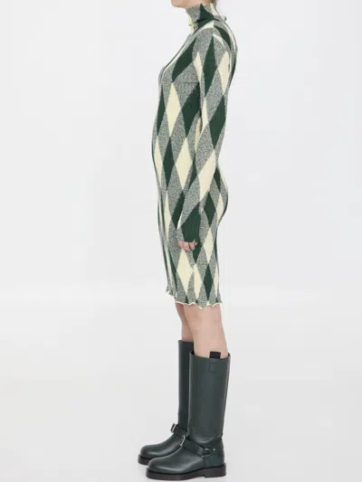 Burberry Cotton-silk Blend Dress In Green
