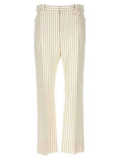 Tom Ford Striped Wool-blend Straight-leg Trousers In White/black