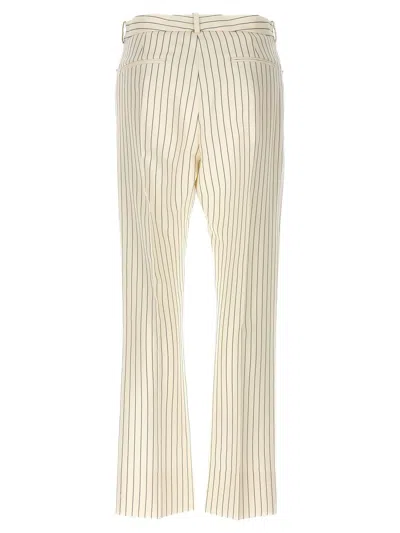 Tom Ford Striped Wool-blend Straight-leg Trousers In White/black
