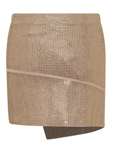 Andreädamo Andreādamo Sequin Knit Skirt In Gold