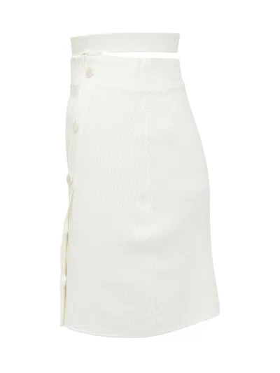 Andreädamo Andreādamo Ribbed Skirt In White