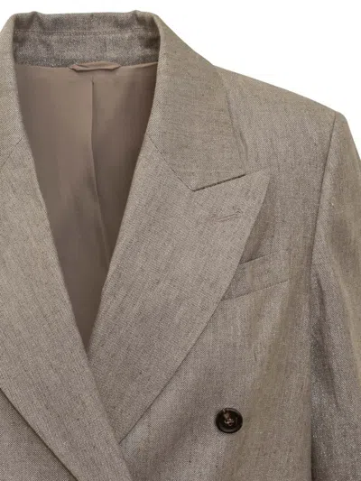 BRUNELLO CUCINELLI BRUNELLO CUCINELLI SPARKLING LINEN TWILL BLAZER WITH MONILE 