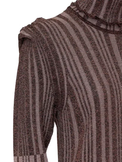 Circus Hotel Long Sleeved Dress In Brown