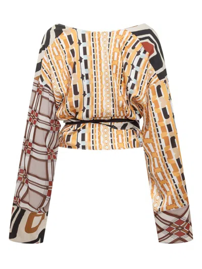 Dsquared2 Geometric-printed V-neck Blouse In Multicolor