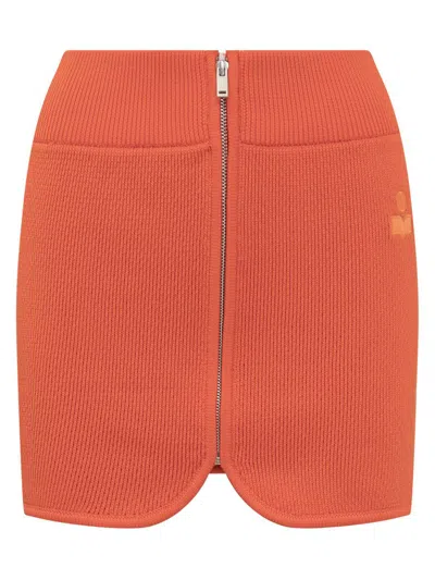 Isabel Marant Étoile Olgane Ribbed Miniskirt In Orange