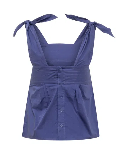 See By Chloé Blue Bow Tank Top In Blue