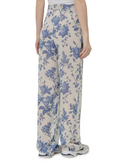 Semicouture Floral-print Trousers In Blue