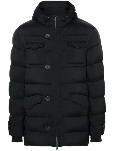 Herno Drawstring Hood Down Jacket In Black