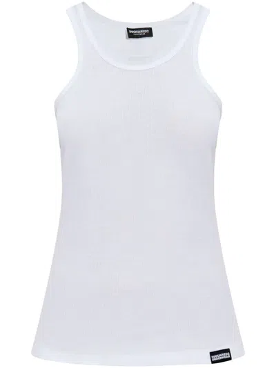 Dsquared2 Logo Patch Tank Top In White