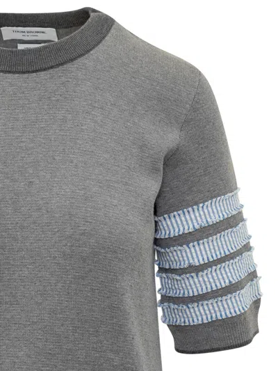 Thom Browne Cotton Dress With 4bar Logo In Grey