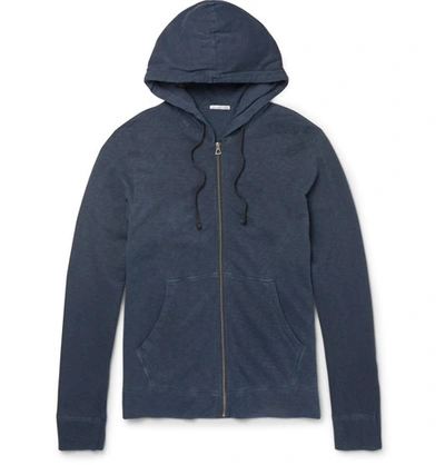 James Perse Loopback Supima Cotton-jersey Zip-up Hoodie In Blue