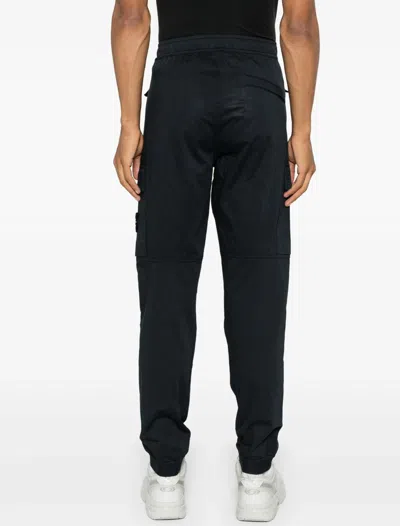 Stone Island Cargo Utility Trousers Elastic Waistband In Blue