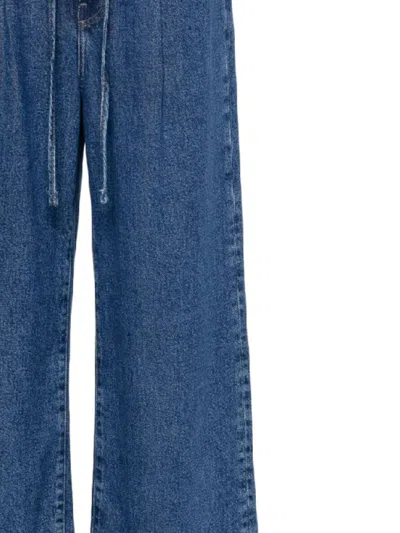Frame Drawstring Wide Leg Jeans - Women's - Lyocell In Ghost