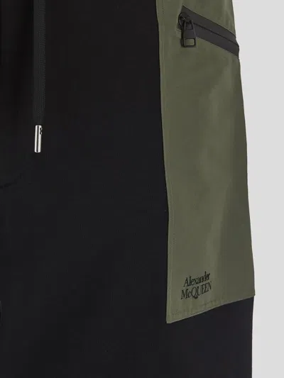 Alexander Mcqueen Contrast-pocket Cotton Track Pants In Deepblack