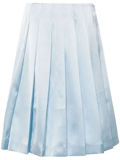 Self-portrait Blue Satin Midi Skirt Clothing In Multi