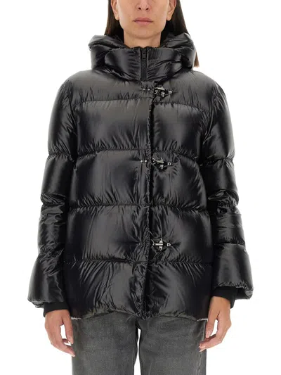 Fay A-line Caban Down Jacket In Black