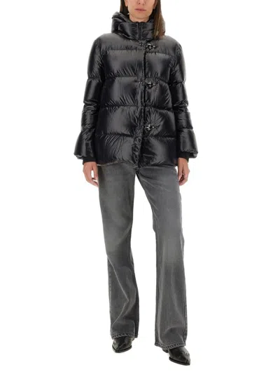 Fay A-line Caban Down Jacket In Black