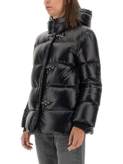 Fay A-line Caban Down Jacket In Black