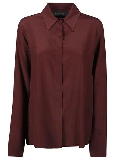 Federica Tosi Brown Cotton Canvas Oversized Shirt In Red