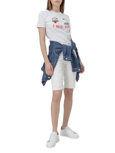 Chiara Ferragni Knee-length Bermuda Shorts In White