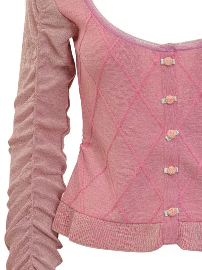 Cormio Elena Sweater With Cut-out Detail And Flounces In Pink