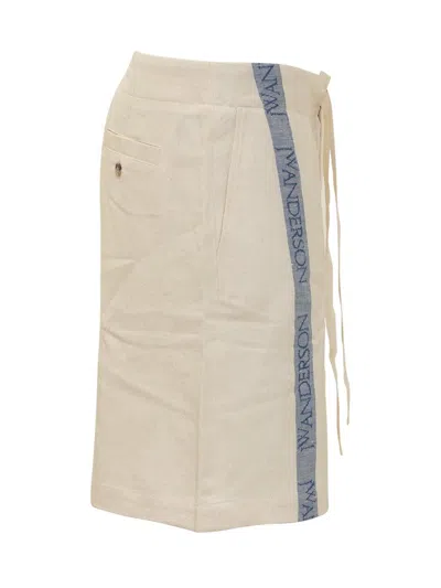 Jw Anderson Linen And Cotton Shorts In Beige