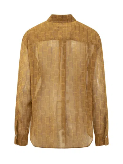 Ferragamo Gancini Jacquard Semi-sheer Shirt In Yellow