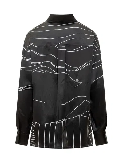 Ferragamo Black Silk Satin Shirt In Black