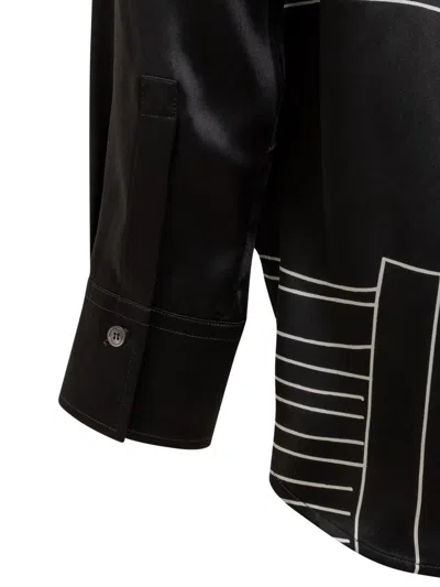 Ferragamo Black Silk Satin Shirt In Black