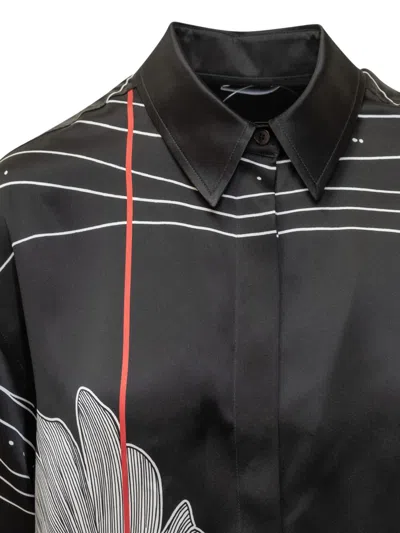 Ferragamo Black Silk Satin Shirt In Black