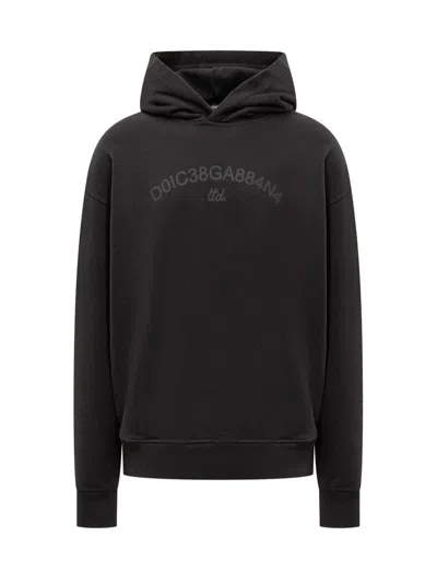 Dolce & Gabbana Cotton Sweatshirt With Frontal Logo In Black