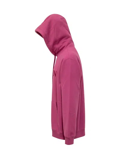 Lanvin Hooded Sweatshirt With Embroidered Logo In Pink