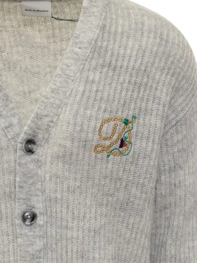 Drôle De Monsieur Cardigan With Logo In Grey