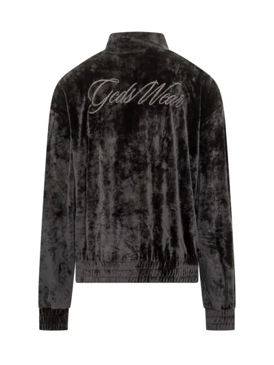 Shop Gcds Velvet Sweatshirt In Black