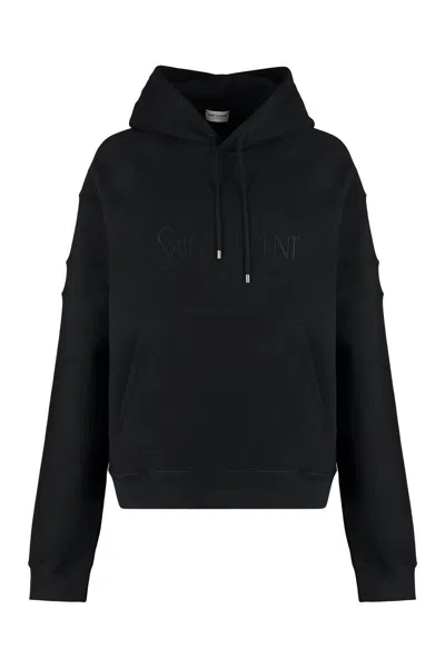 Saint Laurent Hoodie With Embroidered Logo In Black