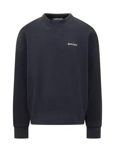 Palm Angels Back Logo Crewneck Sweatshirt In Blue