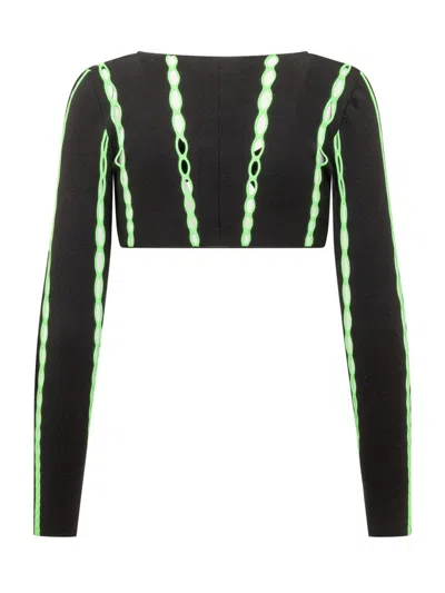 Ambush Cropped Knit Cardigan In Black