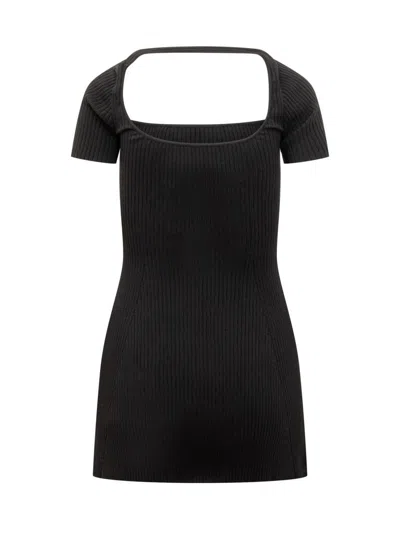Courrèges Women's "hyperbole Mini Ribbed Jersey Dress With In Black