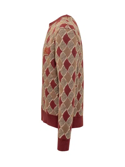Etro Diamond-pattern Wool Jumper In Brown