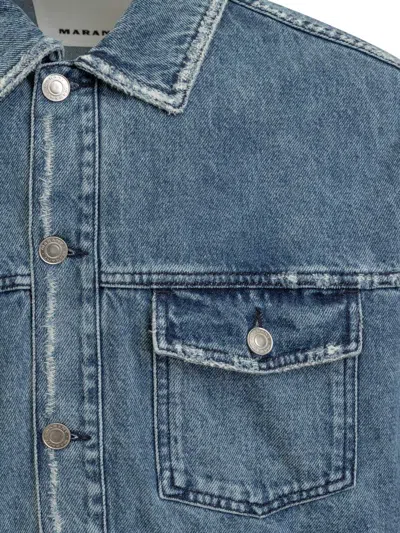Isabel Marant Blue Jango Logo-embroidered Denim Jacket In Blue