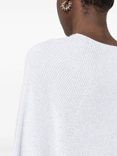 Fabiana Filippi Light Grey Metallic Knit Sweater In White