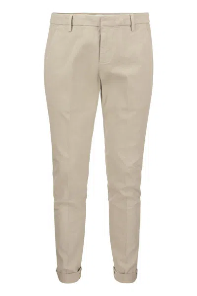 Dondup Gaubert Slim Trousers In Powder Light Gabardine In Beige