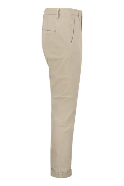 Dondup Gaubert Slim Trousers In Powder Light Gabardine In Beige