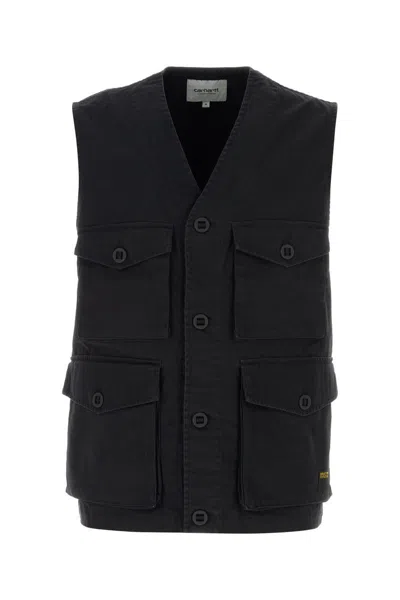 Carhartt Wip Jackets And Vests In Blackheavyenzymewash