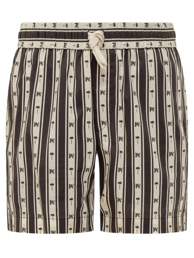 Palm Angels Men's Stripes Shorts In White