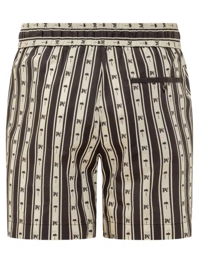 Palm Angels Men's Stripes Shorts In White