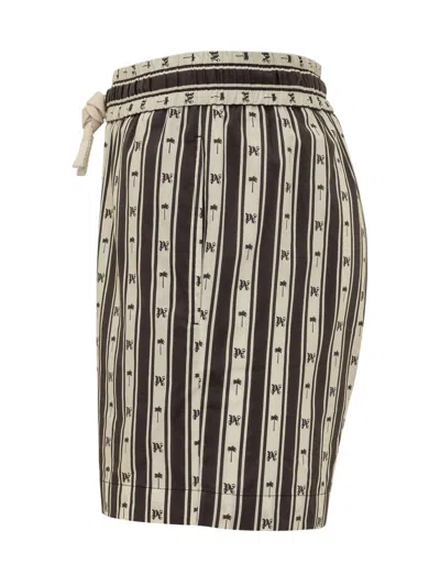 Palm Angels Men's Stripes Shorts In White