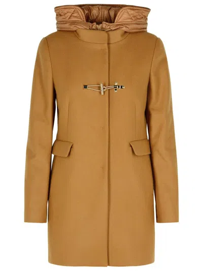 Fay Brown Virgin Wool Blend Coat Women In Brown